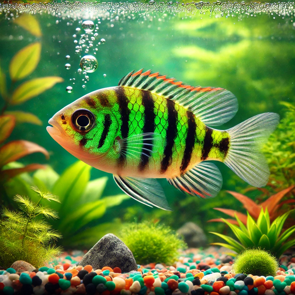 Barbus tetrazona vert Yeşil Sumatra