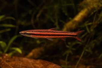 Nannostomus mortenthaleri (Mercan kırmızı kalem balığı)