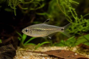 Rachoviscus crassiceps (Kalın başlı, altın tetra ile charain)